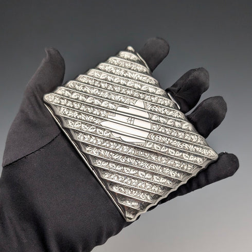 1903 年英國古董純銀雙開卡盒,111 克,Horace Woodward