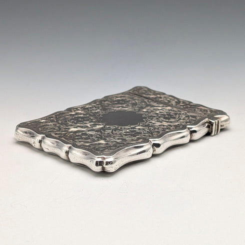 1901年 英国アンティーク 浮き彫り彫刻 純銀製カードケース 70g Colen Hewer Cheshire