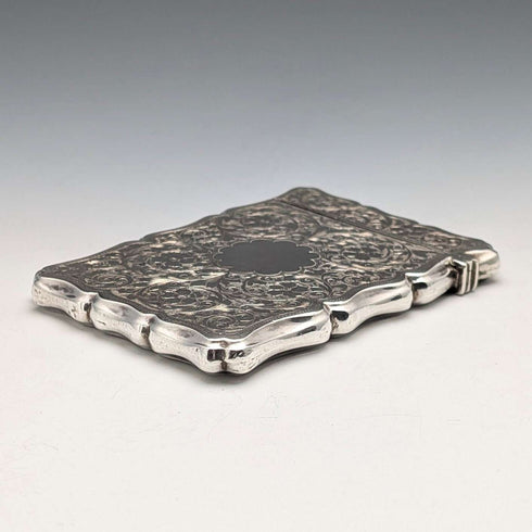 1901年 英国アンティーク 浮き彫り彫刻 純銀製カードケース 70g Colen Hewer Cheshire
