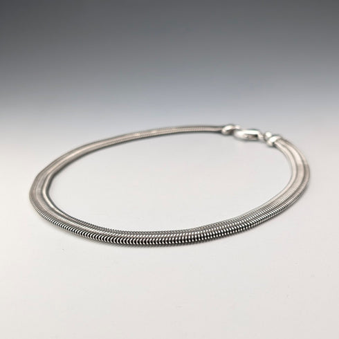 ヴィンテージ 純銀製 フラットスネークチェーン ネックレス45cm 54g