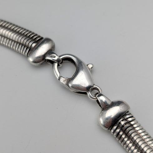 ヴィンテージ 純銀製 フラットスネークチェーン ネックレス45cm 54g