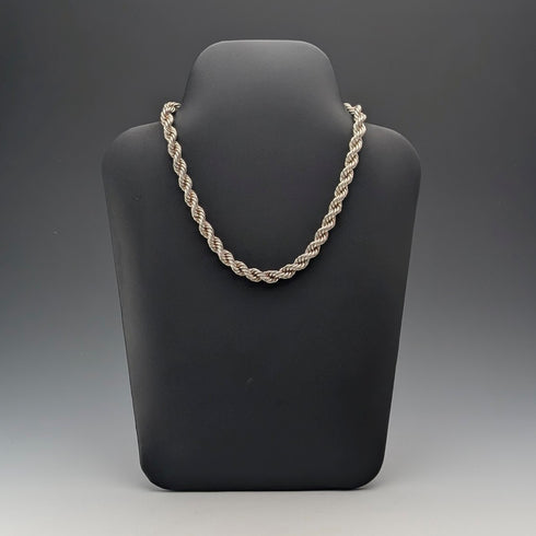 英国ヴィンテージ 純銀製 極太ツイストチェーン ネックレス42cm 37.9g DN