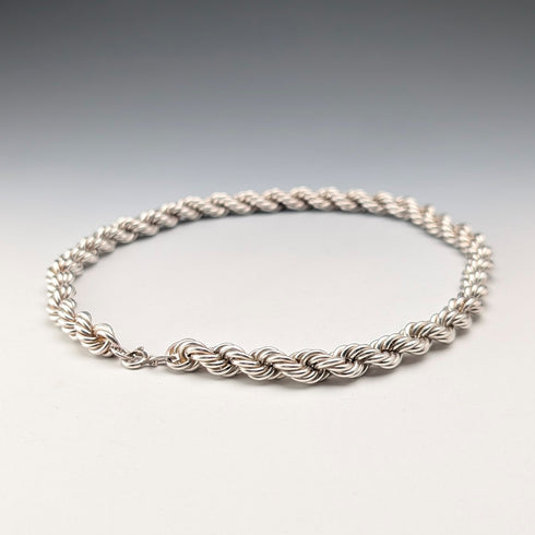 英国ヴィンテージ 純銀製 極太ツイストチェーン ネックレス42cm 37.9g DN