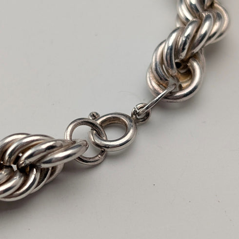 英国ヴィンテージ 純銀製 極太ツイストチェーン ネックレス42cm 37.9g DN