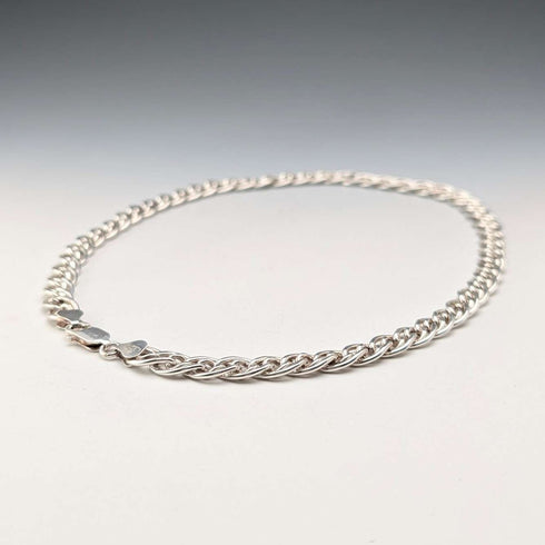 British Vintage Sterling Silver Double Curb Chain Necklace 45cm 50g BJB