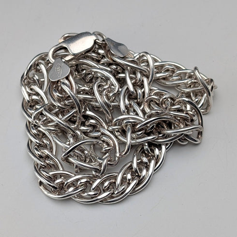 英国ヴィンテージ 純銀製 ダブル喜平チェーン ネックレス45cm 50g BJB