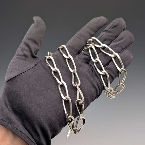 British Vintage Sterling Silver Long Curb Chain Necklace 60cm 63g VJ
