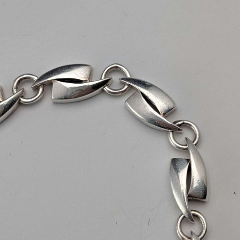Vintage Sterling Silver Modernist Link Chain Necklace, 43cm, 32g