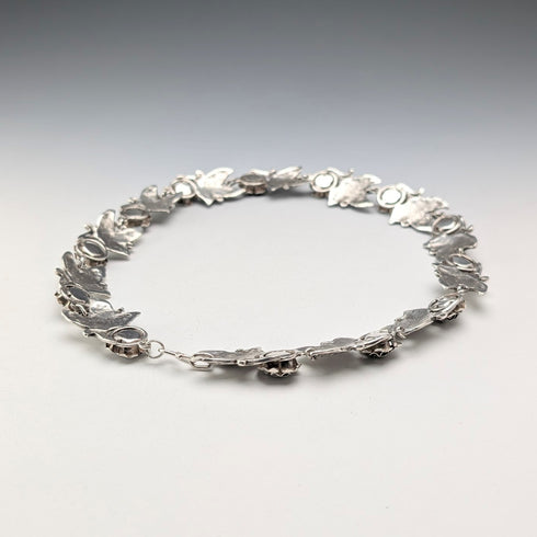 ヴィンテージ 純銀製 ローズフラワーチェーン ネックレス43cm 65g