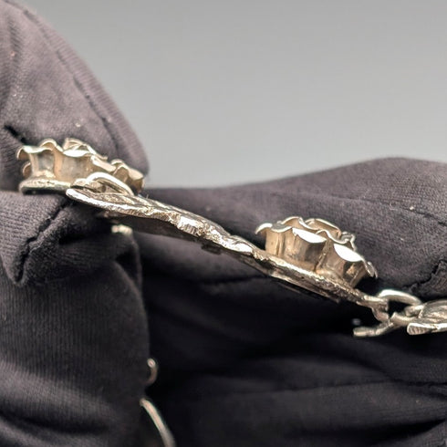 ヴィンテージ 純銀製 ローズフラワーチェーン ネックレス43cm 65g