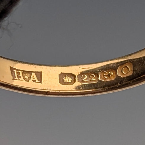 1863 British Antique 22K Gold Wedding Ring, 2.8g (Size 10), Henry Hyde Aston