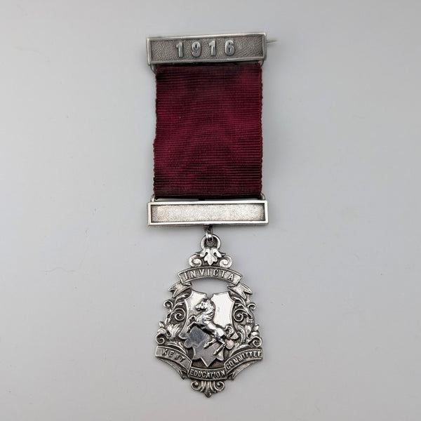 1915年 英国アンティーク 純銀製 皆勤賞表彰 スクールメダル Vaughton&Son