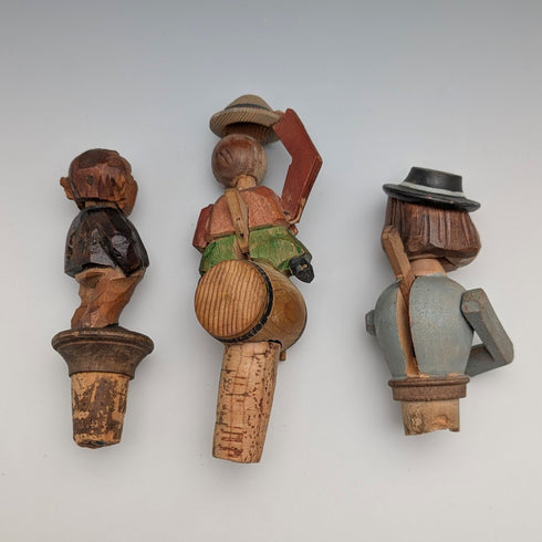 德國 復古 可動人偶造型 木製瓶塞 3款②