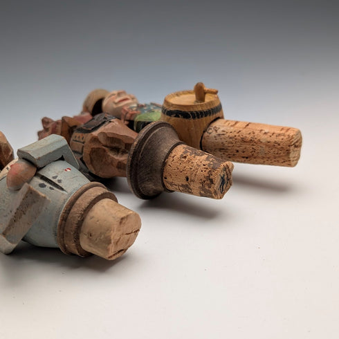 德國 復古 可動人偶造型 木製瓶塞 3款②