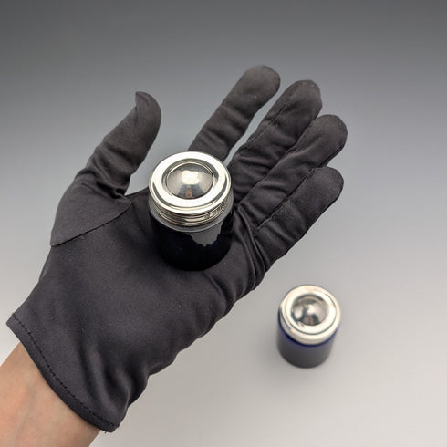 1905年 英國古董 純銀蓋&鈷藍玻璃製 墨水瓶對 C.S Harris&Sons Ltd