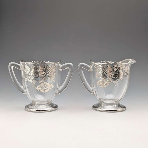 美國復古銀覆蓋糖碗與奶罐 Silver City Glass Co