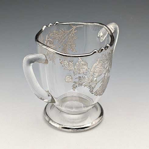 米国ヴィンテージ シルバーオーバーレイ シュガーボウル&クリームジャグ Silver City Glass Co