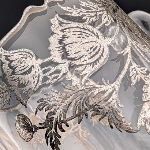 米国ヴィンテージ シルバーオーバーレイ シュガーボウル&クリームジャグ Silver City Glass Co