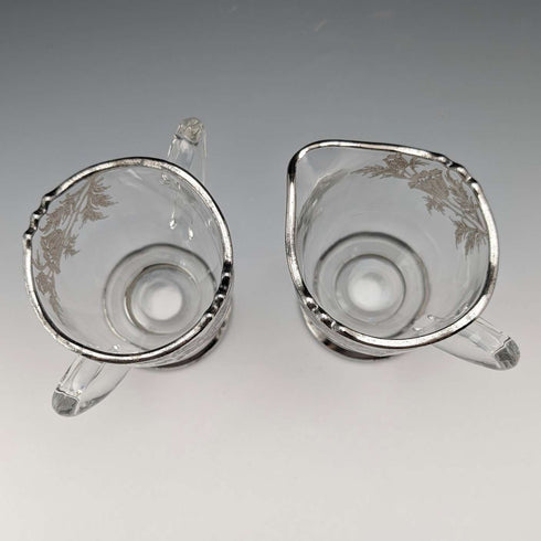 美國復古銀覆蓋糖碗與奶罐 Silver City Glass Co
