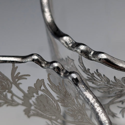 米国ヴィンテージ シルバーオーバーレイ シュガーボウル&クリームジャグ Silver City Glass Co