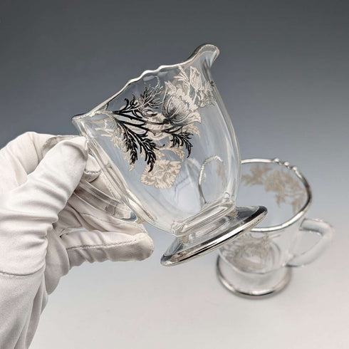 美國復古銀覆蓋糖碗與奶罐 Silver City Glass Co