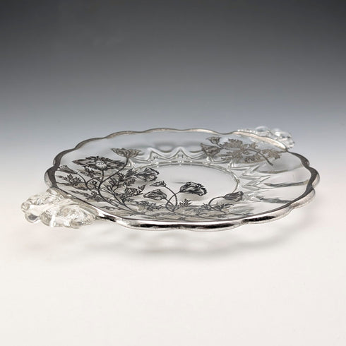 美國復古銀覆蓋小盤 直徑18cm Silver City Glass Co
