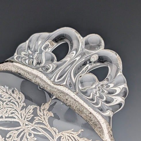 美國復古銀覆蓋小盤 直徑18cm Silver City Glass Co