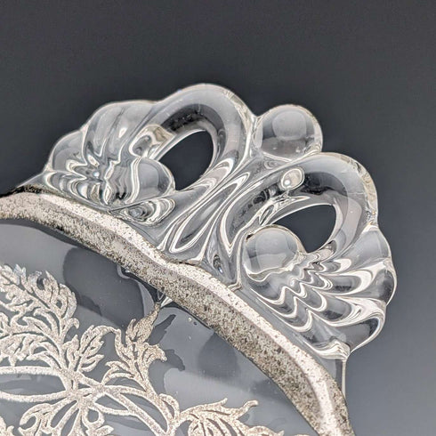 Vintage US Silver Overlay Small Dish, 18cm Diameter, Silver City Glass Co.