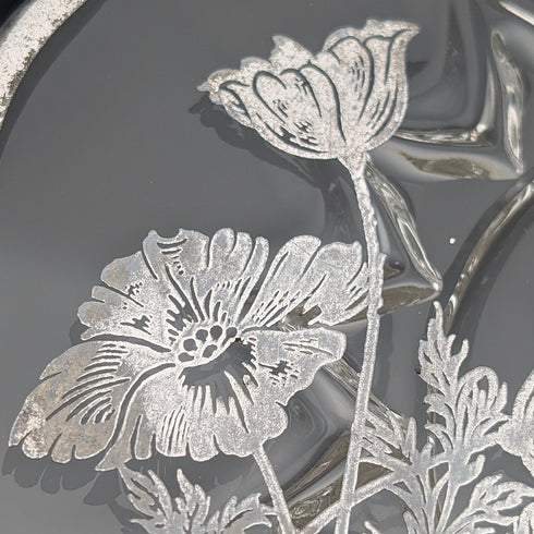 美國復古銀覆蓋小盤 直徑18cm Silver City Glass Co