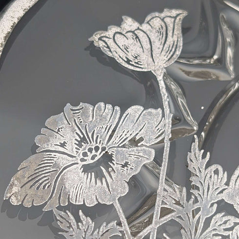 Vintage US Silver Overlay Small Dish, 18cm Diameter, Silver City Glass Co.