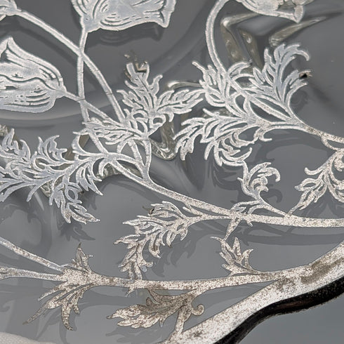 美國復古銀覆蓋小盤 直徑18cm Silver City Glass Co