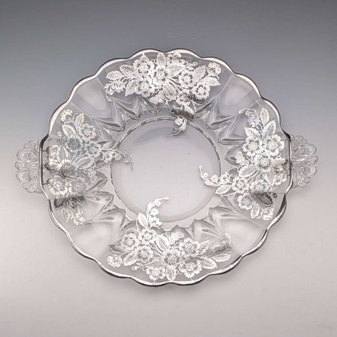 美國復古銀覆蓋大盤 直徑28cm Silver City Glass Co