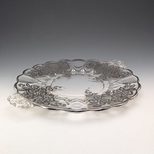 米国ヴィンテージ シルバーオーバーレイ ラージディッシュ 直径28cm Silver City Glass Co