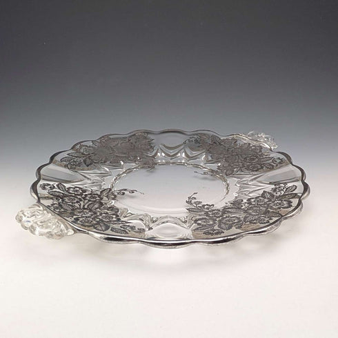 美國復古銀覆蓋大盤 直徑28cm Silver City Glass Co