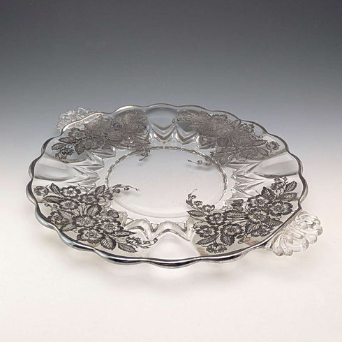 美國復古銀覆蓋大盤 直徑28cm Silver City Glass Co