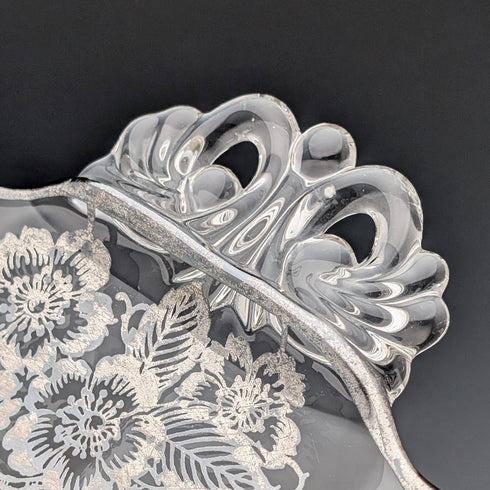 米国ヴィンテージ シルバーオーバーレイ ラージディッシュ 直径28cm Silver City Glass Co