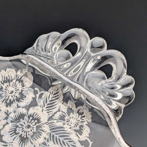 美國復古銀覆蓋大盤 直徑28cm Silver City Glass Co