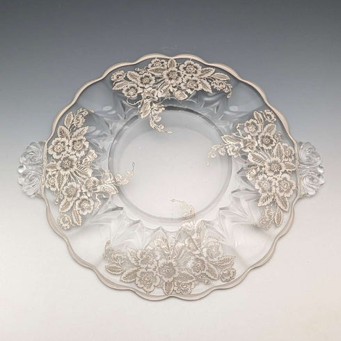 美國復古銀覆蓋大盤 直徑28cm Silver City Glass Co