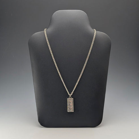 1979年 英国 純銀製 インゴットペンダント純銀ネックレス付 計24g P&RB