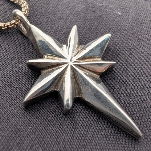 復古純銀星形墜飾 附純銀項鍊 總重8g