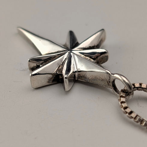 復古純銀星形墜飾 附純銀項鍊 總重8g