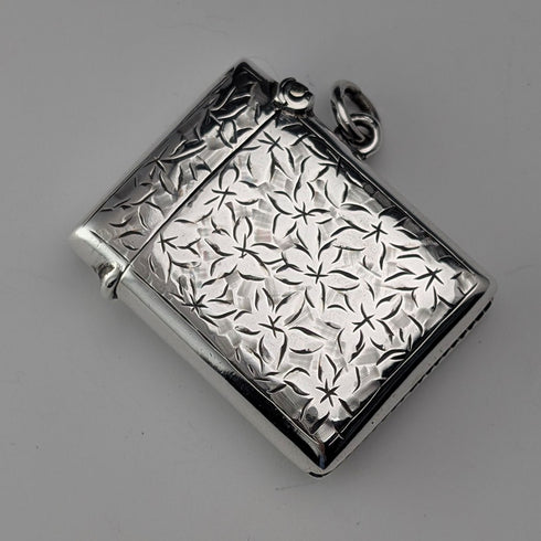 1907 British Antique Sterling Silver Vesta Case 15g Match Case Smith&Bartlam