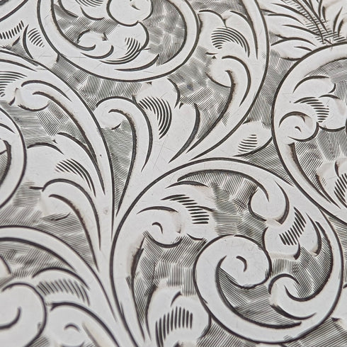 1907 Antique British Sterling Silver Cigar Case, Intricate Relief Decoration, 163g, Joseph Gloster