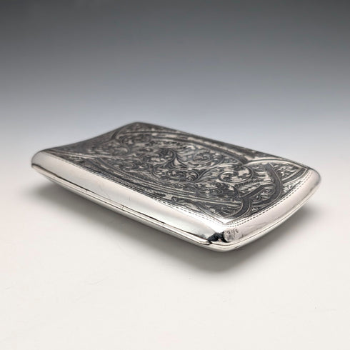 1907 Antique British Sterling Silver Cigar Case, Intricate Relief Decoration, 163g, Joseph Gloster