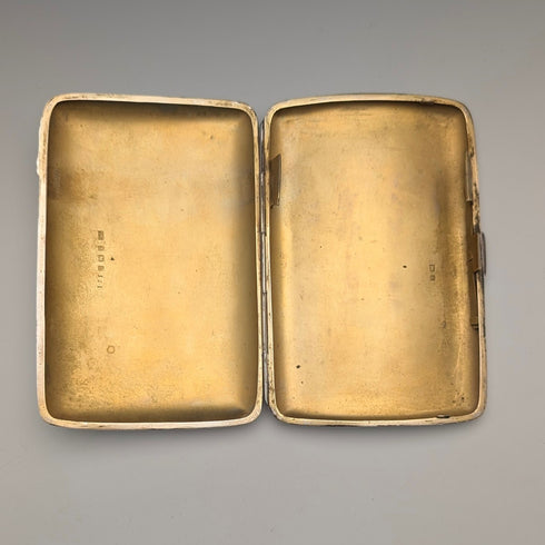 1907 Antique British Sterling Silver Cigar Case, Intricate Relief Decoration, 163g, Joseph Gloster