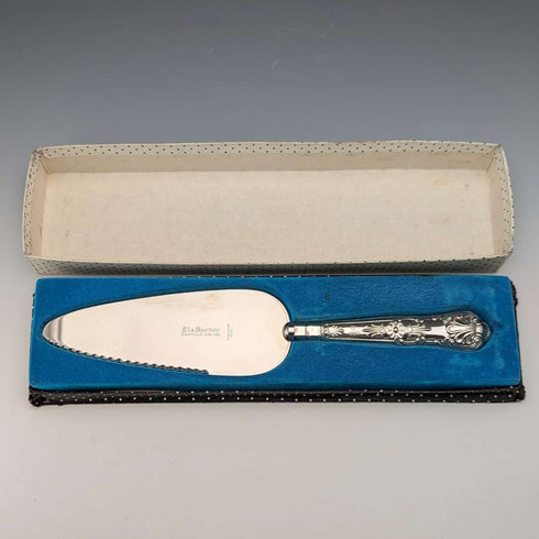 1972年 英國復古 純銀製手柄 蛋糕切片器 附盒 Harrison Brothers
