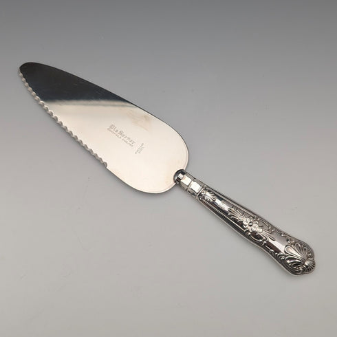 1972年 英國復古 純銀製手柄 蛋糕切片器 附盒 Harrison Brothers