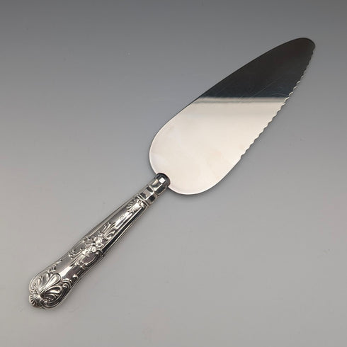 1972年 英國復古 純銀製手柄 蛋糕切片器 附盒 Harrison Brothers