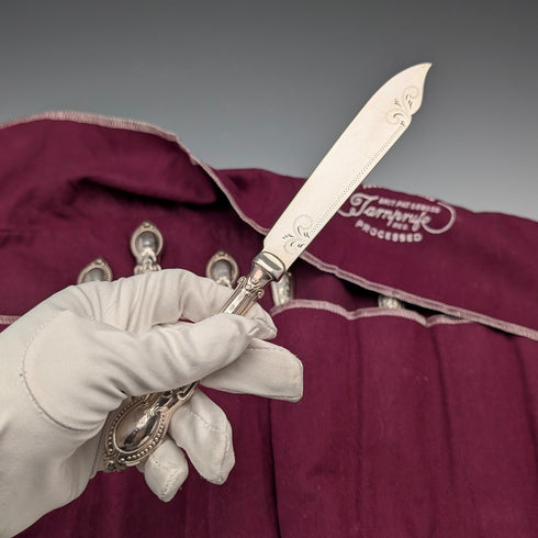 1933年 英国ヴィンテージ 純銀ハンドル フィッシュカトラリー6ペア C H Beatson