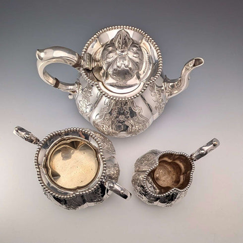 1863年 英國古董 鍍銀 茶具 3件組 Thomas Bradbury